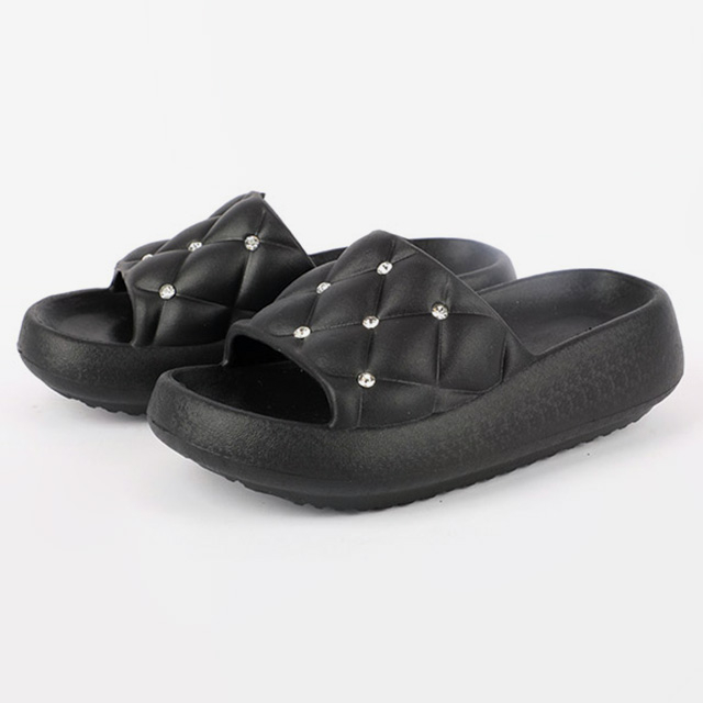 Women's Quilted Wedge Slide with Stud Details