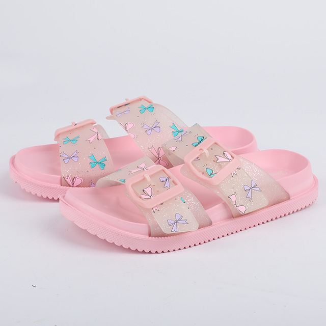 Girls' Slide with Glitter Butterfly Print