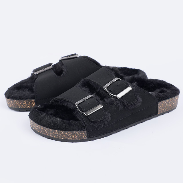 Women's Cozy Faux Fur Buckle Slippers