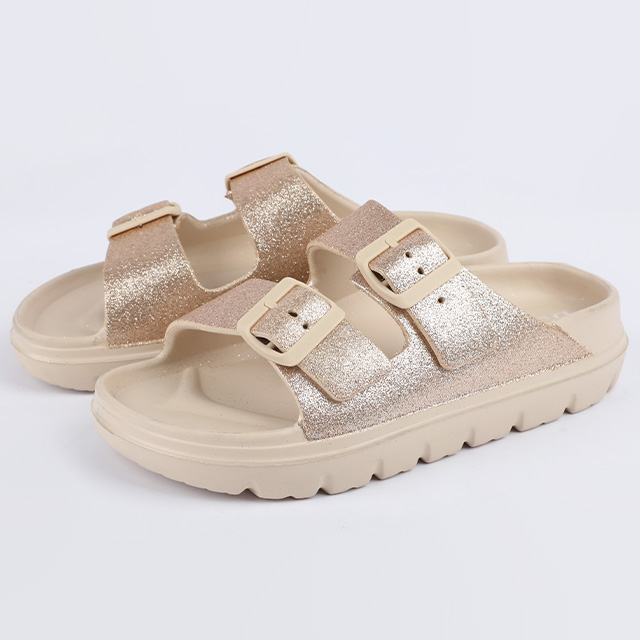 Women's EVA Injection Slide with Metallic Glitter Upper