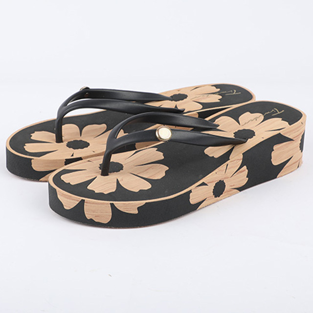 Women's Wood-Grain Look Wedge Flip Flop