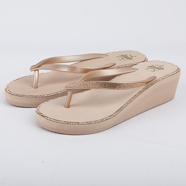Women’s Rhinestone Strap Wedge Flip Flop