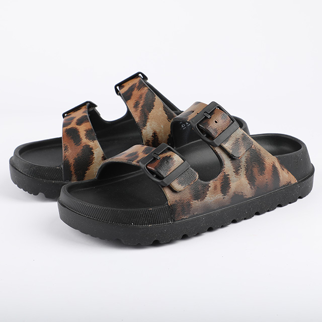 Women's Leopard Double-Strap Slide