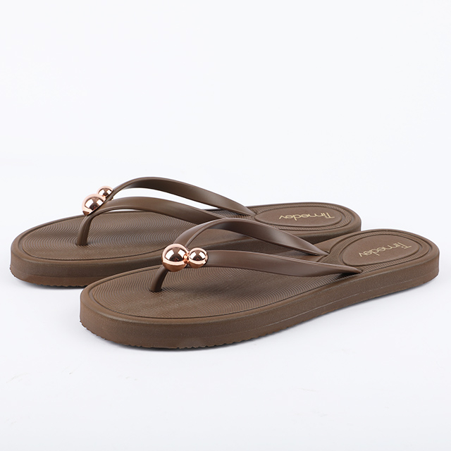 Minimalist Rose Gold Bead Flip Flops (374327)
